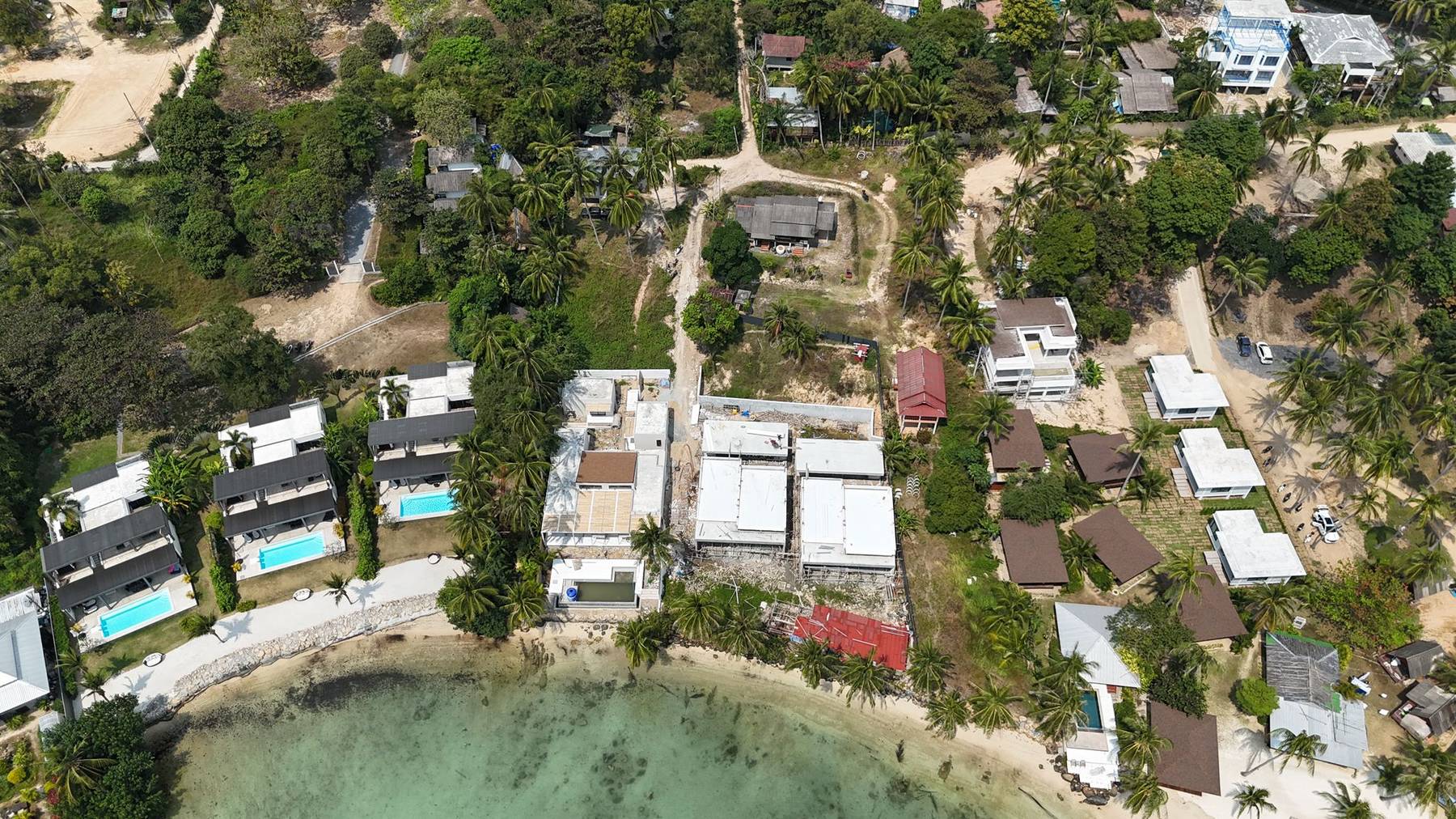 Aerial view of the Red Sunset KP coastal parcel in Koh Phangan, Thailand
